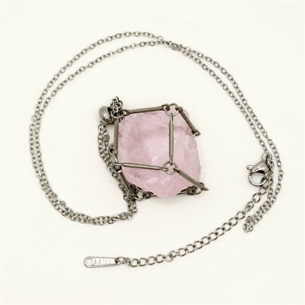 Розовый кварц 2-5 см, необработанный, с подвеской, Бразилия [Красный женский потенциал], сила влияния 12-14 1691